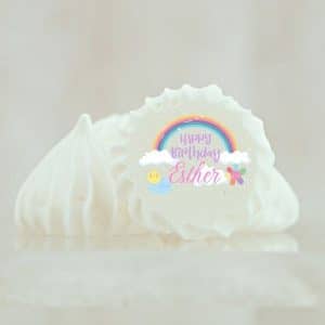 Meringue personnalisée anniversaire & arc en ciel
