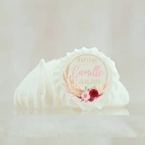 Meringue personnalisée baptême & champêtre