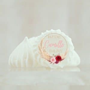 Meringue personnalisée baptême & fleuri