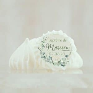 Meringue personnalisée baptême & nature