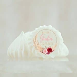 Meringue personnalisée baptême & rose
