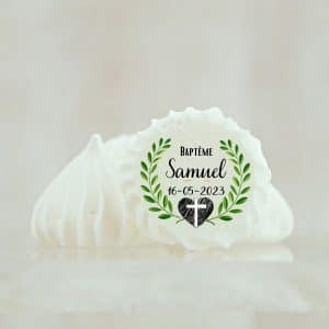 Meringue personnalisée baptême & symbole religieux
