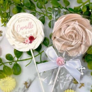 Lot de 12 Sucettes personnalisées spécial baptême